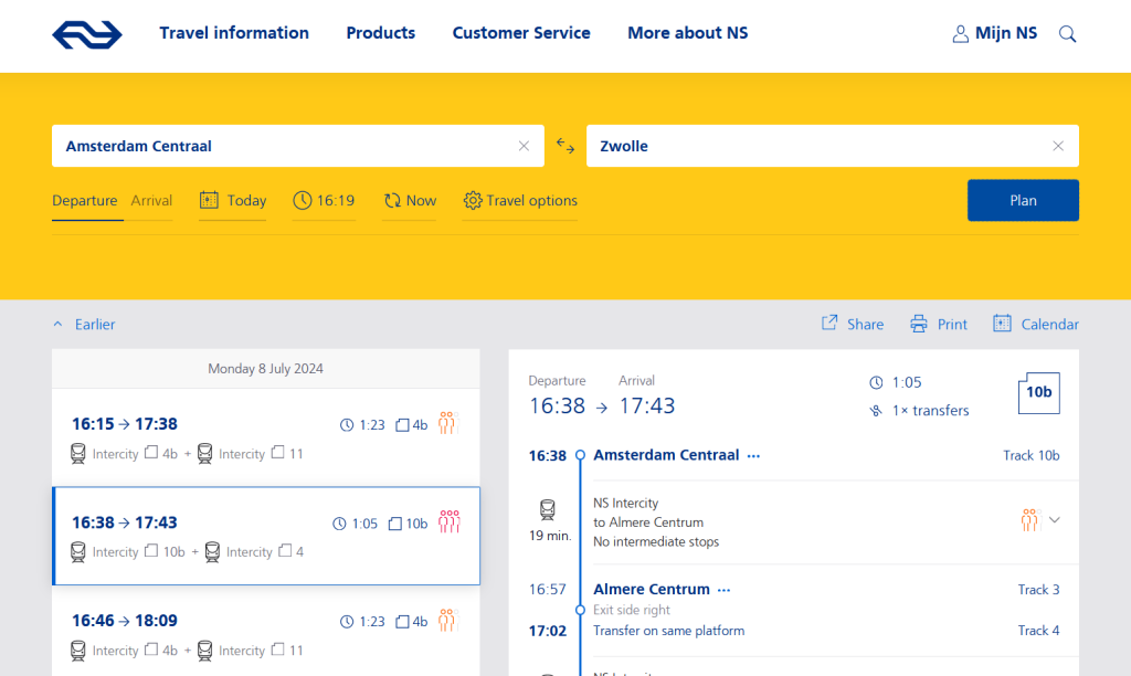 Нидерланды на поезде, расписание поездов